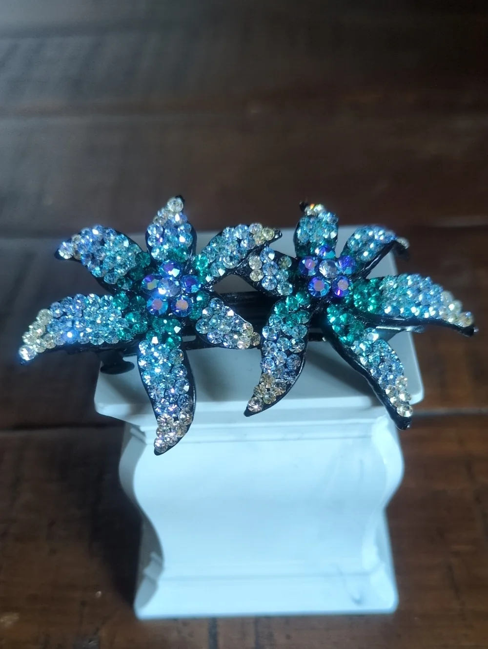 Sparkling Teal & Blue Flower Hair Accessory